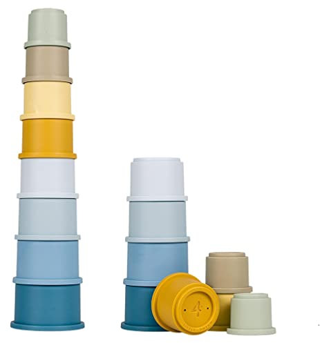 Little Dutch 2008002 Kunststoff Stapelbecher Badespielzeug 8-teilig - blau