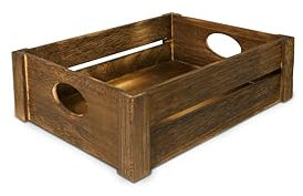 Wickerfield Shallow Wooden Storage Box With Handles Retail Display Tray Kitchen Storage Undershelve Box Bathroom Storage (Medium, Brown)