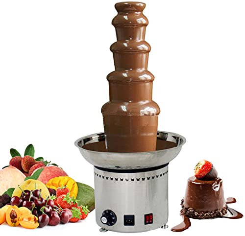 Cheese Heated Melting Machine,Commercial Chocolate Fondue Fountain, 4/5/6/7 Tiers Chocolate Waterfall Hot Pot (5 Tier)