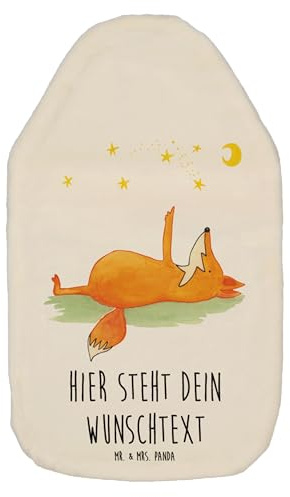 Mr. & Mrs. Panda Wärmflasche personalisiert Fuchs Sterne - Weiß