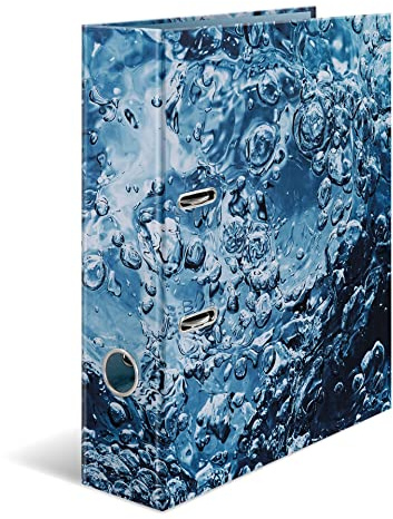HERMA Ordner A4 Natur Wasser Set, 5 Stück, 7 cm breit, Kinder Ringordner mit Motiv, bunter Aktenordner mit haptischer Oberfläche, glänzender Veredelung und Innendruck für Jungen und Mädchen