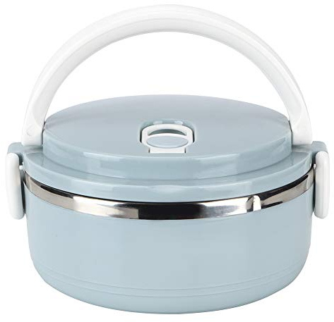 Akozon Thermal Lunch Box, Portable Stainless Steel Blue Insulated Rice Insulation Noddles Food ContainerOne Layer Lunch Box Containers for Car Office School Home and Work (Monolayer)