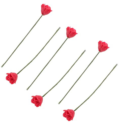 COHEALI 6pcs Miniature Flower Model Mini Rose Arrangement Mixed Style Resin Material Miniature Ornaments for Dolls House