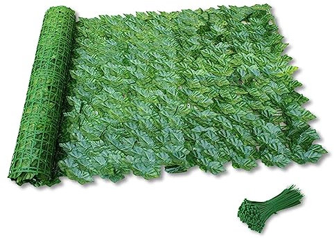 Foglia di edera artificiale Recinzione per la privacy Schermatura della siepe Rotolo da parete UV per la decorazione della parete del giardino di feste di diserbo Personalizzabile(Color:1x2m/3.28x6.56