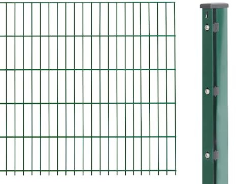 Alberts 644789 Doppelstabmattenzaun als Zaun-Komplettset | verschiedene Längen und Höhen | kunststoffbeschichtet, grün | Höhe 203 cm | Länge 2,5 m