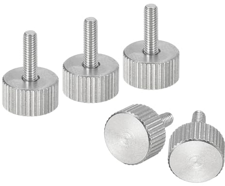 uxcell M3x10mm Knurled Thumb Screws, 5pcs 304 Stainless Steel Flat Knurled Head Fully Threaded Thumb Screws Bolts Grip Knobs Fasteners
