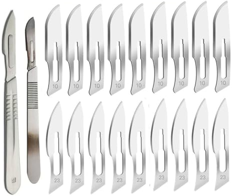 Modelcraft Tool Hobbymesser-Set mit Nr. 10 und 23 (jeweils 10 Stück) sterile Skalpellklingen zum Schneiden von Materialien, Papier, Leder, DIY-Kunst, Modellierung, Dissektion, Podologie,