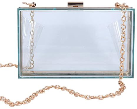MOISTRI Frauen Klare Geldbörse Acryl Abend Clutch Tasche Schulter Handtasche Einzigartige Abendtaschen und Clutches Umhängetasche Hellblau-T