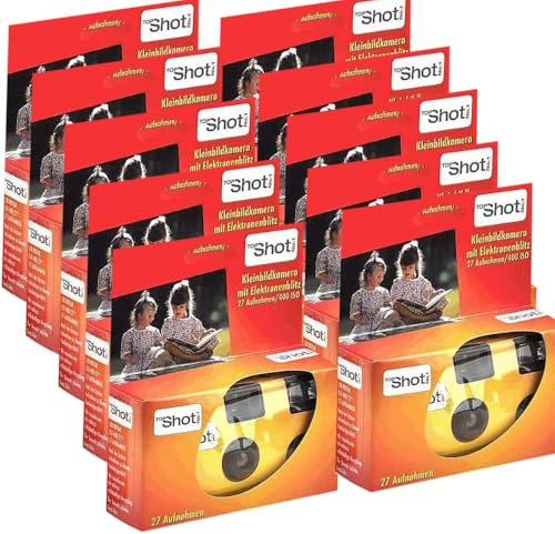 PHOTO PORST Appareil Photo jetable 10x 1A/Appareil Photo de Mariage/Appareil Photo de fête Topshot Rouge (27 Photos avec Flash et Piles)