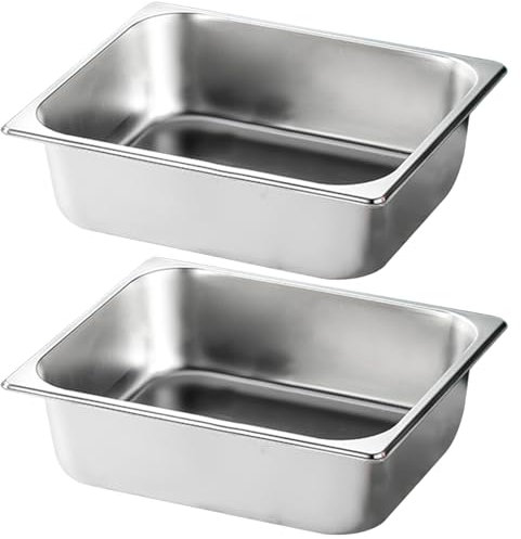 Scaldavivande Hotel Padella 2 Pezzi Acciaio Inossidabile Server Buffet Lucido Impilabile 6L Scaldavivande Liscio 12,8x10,4x3,9 pollici Padella da Tavolo a Vapore for Ristoranti Scuola/429
