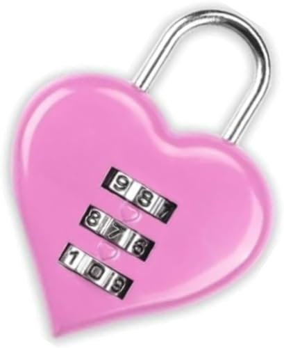 Lucchetto a combinazione rosa, a forma di cuore, 3 lucchetti digitali con password, mini serratura combinata per cancello scolastico, palestra, cancello di recinzione, cassetta degli attrezzi,