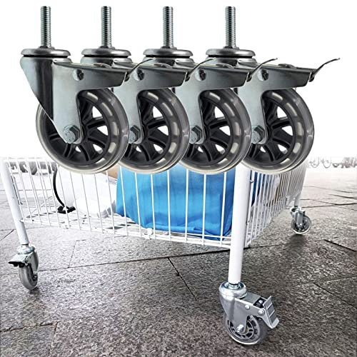 Lenkrollen Schwerlastrollen M8/M10/M12-Lenkrolle mit Gewindeschaft, 75 mm schwere Möbellenkrollen, Gummi-Lenkrolle mit Bremsen, for Trolleys, den industriellen Einsatz und for Bewegen von Möbeln, bis