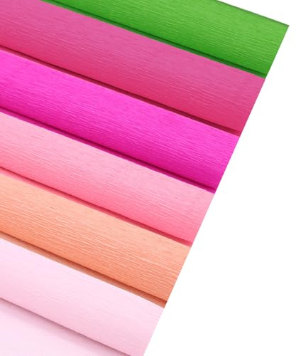 Papier crépon 6 couleurs 25 x 250 cm - Papier crépon multicolore pour rubans multicolores - Enveloppe de sac d'école et décoration de fête - Kit de bricolage pour artisanat en papier - Rose
