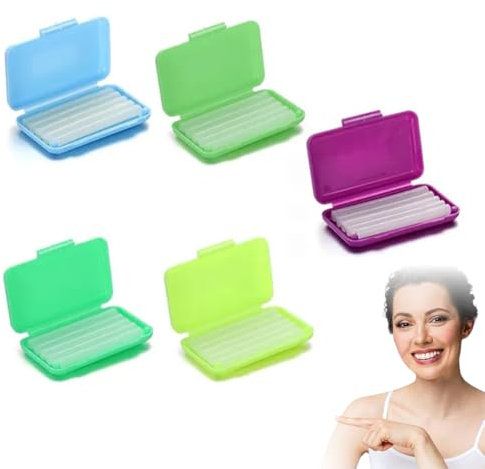 MEXRUMI Kieferorthopädisches Wachs Für Zahnspangen, 50Pcs/25 Streifen Dentalwachs Zahnspangen Unterstützung Wachs Zur Linderung Von Reizungen Und Schmerzen, 5 Farben 5 Geschmacksrichtungen