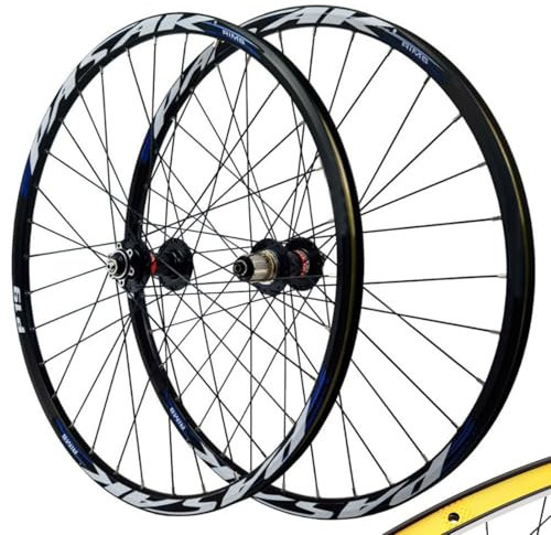 GEIRONV 26 Zoll/27,5/29 Zoll MTB Fahrrad Laufradsatz, Schnellspanner 32 Löcher 4 Abgedichtete Lager Scheibenbremse 7/8/9/10/11 Gang Fahrrad Vorder Und Hinterrad 2200 G(Blue,26inch)