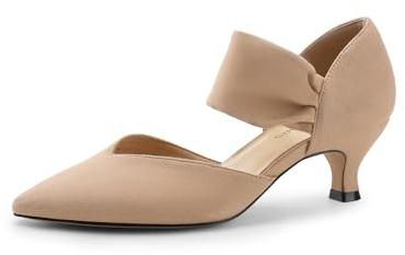 DREAM PAIRS Women's Kitten Heels Low Pumps Shoes Pointed Closed Toe Slip on Dress Work Bridal Party Wedding,Size 5.5,Nude,DWUMPU2506