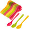 24 Pcs Cucharas,Cucharillas Postre Cuchara Miel Cucharillas Cafe Cucharas Hard Plastic Spoon Cucharas de Plástico Colores,para Miel,Té,Mermelada,Postres,Café,Yogures