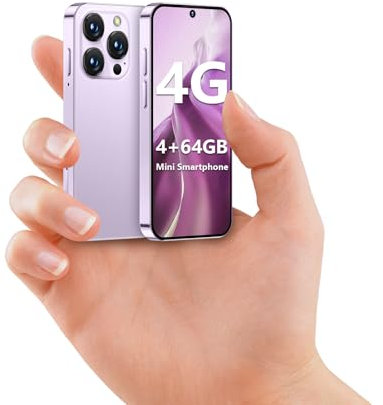 Mini smartphone 4G, telefono mini sbloccato 4+64 GB con schermo HD da 3,88 pollici, batteria da 2000 mAh, fotocamera da 5 MP, doppia SIM, corpo ultrasottile per telefono per bambini Rosa