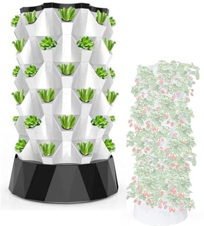 Hydroponics Growing Soilless Culture Growing Kit Aquaponics Grow Aeroponics Growing Kit Column Tower Planting Box for Fruits and Vegetables,110cm