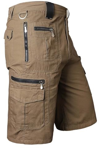 Cargo Combat shorts för män UK bomull kamouflageshorts med flera fickor arbetskläder för taktisk, militär, jakt, klättring, 02-khaki, XXL