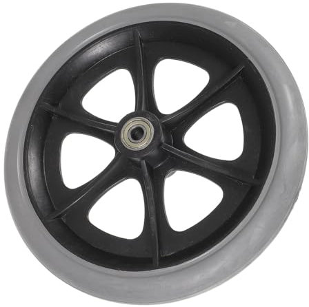 FUNOMOCYA Roue à Pneu Plein Roue Frontale pour Fauteuil Roulant 8 Pouces Robuste et Lisse en Plastique Noir Accessoire de Remplacement Essentiel