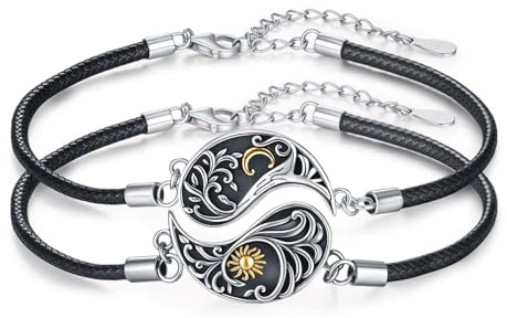 OHAYOO Yin Yang Armband 925 Sterling Silber Lebensbaum/Berg Partner Paar Armbänder Yin Yang Schmuck für 2 Paare Damen Herren