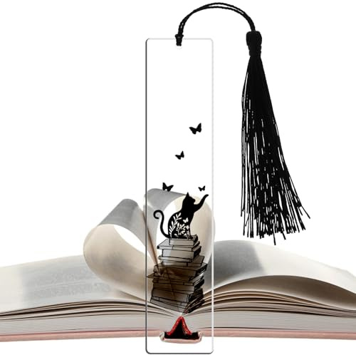 Hpmjz Marque-page en acrylique - Personnalisable - Avec pompon - Transparent - Rectangulaire - Joli motif animal - Cadeau pour petite amie, ami, femme, homme, famille, enseignant