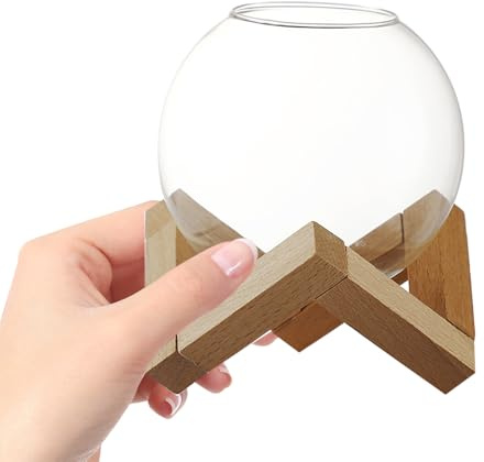 CLISPEED Bicchiere Da Cocktail in Vetro Con Design Creativo Sfera Supporto in Legno Per Bar Bicchieri Da Vino Eleganti e Resistenti Per Regali e Decorazioni