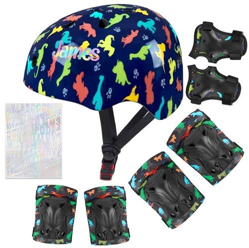 MHJY Fahrradhelm Kinder Helm Mädchen Skaterhelm 3-8 Jahre Knieschoner Protektoren Set Schoner Inliner Kinder Ellenbogenschützer Handgelenkschoner Für Jungen Skates Rollschuhe Skateboard Fahrrad