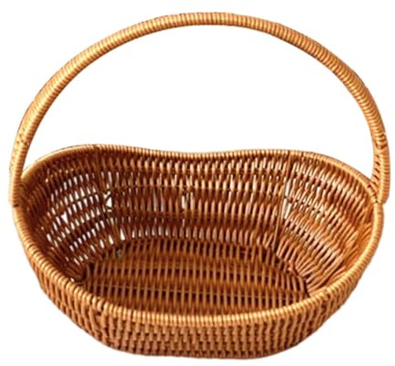 FewNvWa Cesta Tejida Organizadora Cesta Almacenamiento Material PP Diseño Ratán con Asa Cómoda Indicada para Picnic Cocina Baño Y Recogida de Frutas Flores Ve, Longitud 39 Cm