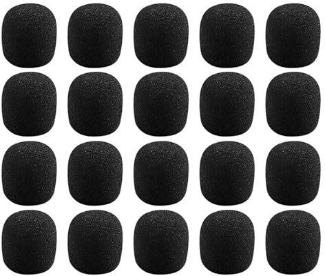 Toddmomy 80 fundas para micrófono de auriculares: Paravientos de espuma de esponja negra - Paravientos para micrófono de solapa - Orificio de aproximadamente 8 mm - Fundas de esponja de alta