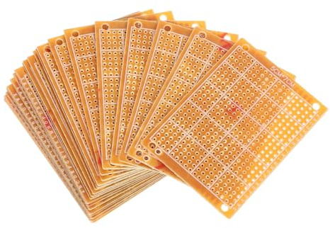 Angoily Lot de 20 Cartes Électroniques de Circuit Imprimé Universelles en Bakélite 5x7 Cm pour Projets Soudure Bricolage Électronique Compact Portable