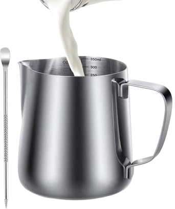 Jarra Lechera - Jarra De Acero Inoxidable Para Espumar Leche Con Lápiz Para Latte Art - Accesorios Café 350ml Para Arte Latte,para Cafetería Cocina Restaurante