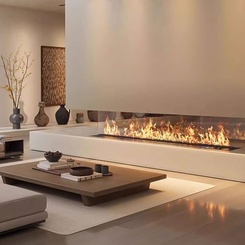 ZHNANDAMAI Cheminée Vapeur D’Eau, Cheminée Electrique Décorative À Flamme Colorée, Panneau Ultra-Fin de 3 mm, Système Réglable par Télécommande, Finition Acier Brossé, pour Fêtes (50cm/19.7in)