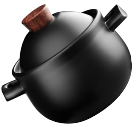 GARVALON Olla de Barro para Cocinar 18L Cacerola de Cerámica Resistente para Estufa de Gas Apta para Guisos y Sopas Olla Grande para Cocina Doméstica con Alta Resistencia Térmica