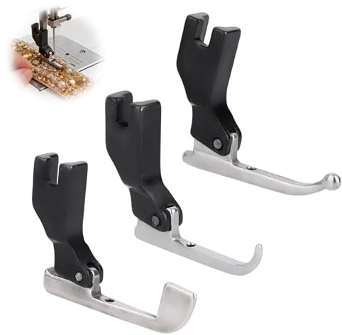 3pz P369 Perline Paillette Speciale Piede Premistoffa, Metallo Perlato Piedini Premistoffa Set Macchina Cucire Piede Punto Dritto Accessori Macchina da Cucire per Abito Sposa