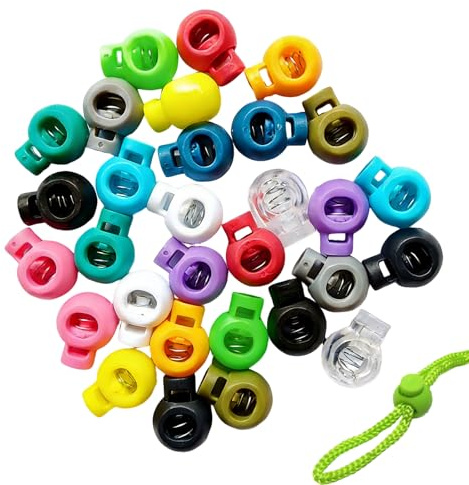 Toggles for Drawstrings, Multicolor Round Single Hole Spring Buckle, 20Pcs | Sturdy PP Build, Compact 1.8cm Size, Secure No-Slip Grip, Tool-Free Quick Adjust, Versatile for DIY Bags Blinds
