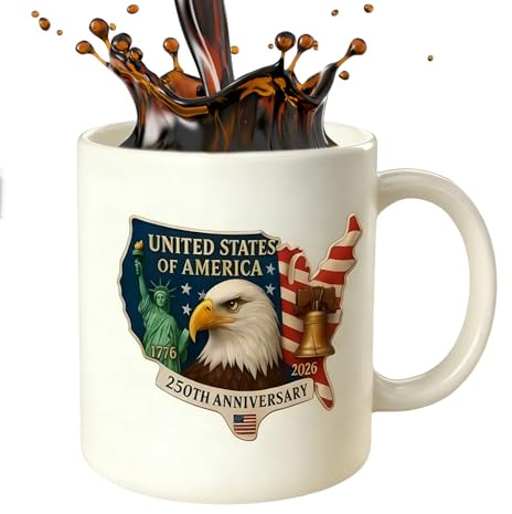 Tazze Da Caffè Patriottiche,Coppa Souvenir Patriottico del 250° Anniversario,Commemorativa In Ceramica Per Gli Anni 1776-2026 - per Appassionati di Storia, Papà, Madre, Nonni
