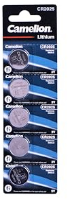 Camelion 13005025 - Lithium Knopfzellen-Batterie CR2025 mit 3 Volt, 5er Set, Kapazität 150 mAh, für verschiedenste Geräte- und Verbraucheranforderungen