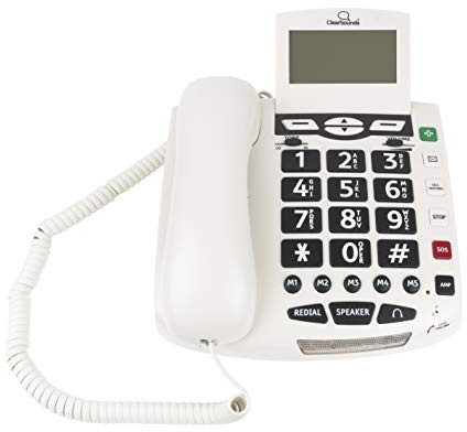 ClearSounds CSC600ER Amplified Corded Phone with Wireless SOS Alarm Pendant and Remote Audio Monitoring - Single-Line Operation, AC Powered