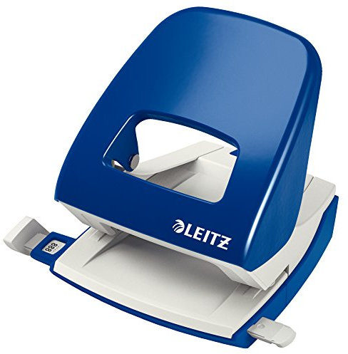 Leitz 50086035, Office Hole Punch, 2.5 mm, Metal with Guide Bar, Blue