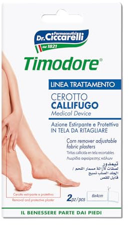 Timodore, Apósitos para Callos en Tela para Recortar, Indicados para Eliminar Rápidamente Cualquier Tipo de Callos de Manos y Pies Sin Dolor, 100% Made in Italy, Dermatológicamente Testado, 2 unidades