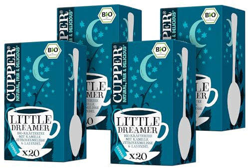 4er Pack CUPPER Bio Kräutertee Little Dreamer, 4x20 ungebleichte Teebeutel, umweltfreundlich, fair gehandelt