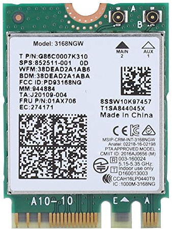 Wendry Carte WiFi sans Fil pour Intel 3168NGW 433Mbps, Carte Ethernet sans Fil, Carte Bluetooth sans Fil, Carte réseau sans Fil, Adaptateur WiFi avec Bluetooth 4.2