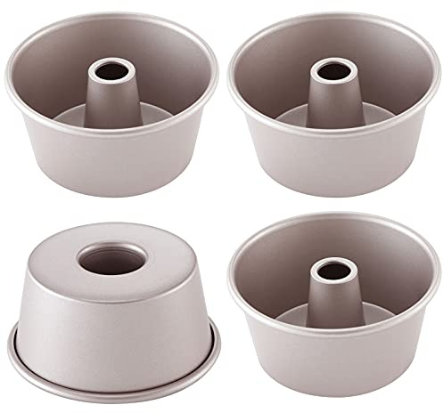 CHEFMADE Mini Engel Lebensmittel Pan Set, 3,5-Zoll 4Pcs Nicht-Stick Chiffon Backformen für Ofen und Instant Topf Backen(Champagne Gold)