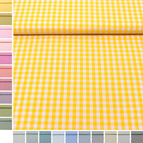 MAGAM-Stoffe Mona Vichy-Karo groß Baumwollstoff Oeko-Tex Meterware 50cm (01. Gelb)