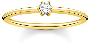 THOMAS SABO Ring weißer Stein gold 925 Sterlingsilber, 750 Gelbgold Vergoldung