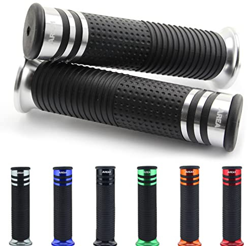 Area1 universal Motorrad Motorroller Lenkergriffe Silber 2 Stück 22/24mm kompatibel mit Duke SMC/R MT07/09/125 Z900/650/500/125 YZF CMX CB500 Hornet SV650 GSXS/R GSF TPH NRG Aerox Jetforce Runner