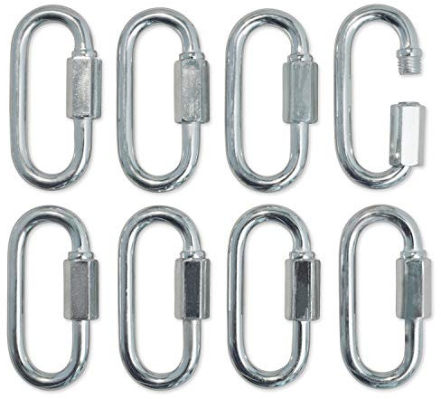 Meister Quick Link Schraubverschlusskarabiner – verzinkter Stahl mit Sechskantgewinde – M6 (5,8 cm) x 8 Stück