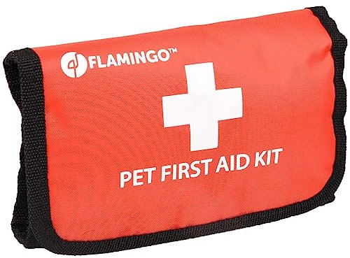 Flamingo Erste Hilfe Set Hund – kompakt – 12-teilig – inkl. Verband, Zeckenzange & Anleitung – ideal für unterwegs & auf Reisen – Resku Basis